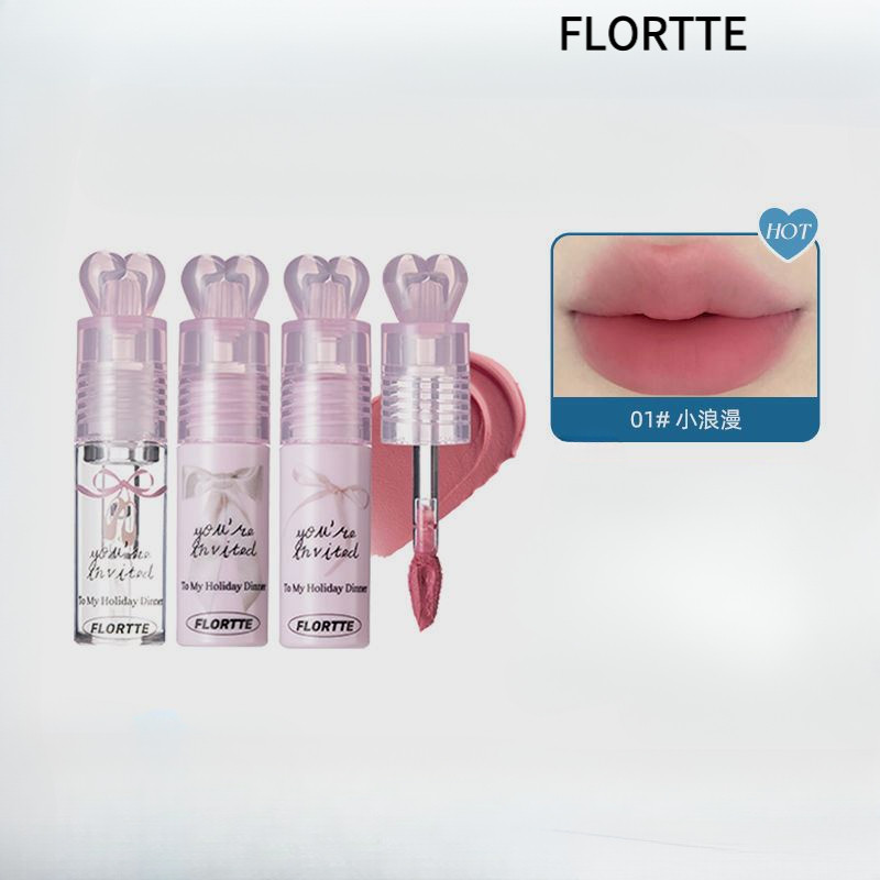 FLORTTE Son bóng cây nơ nhỏ Son kem mờ