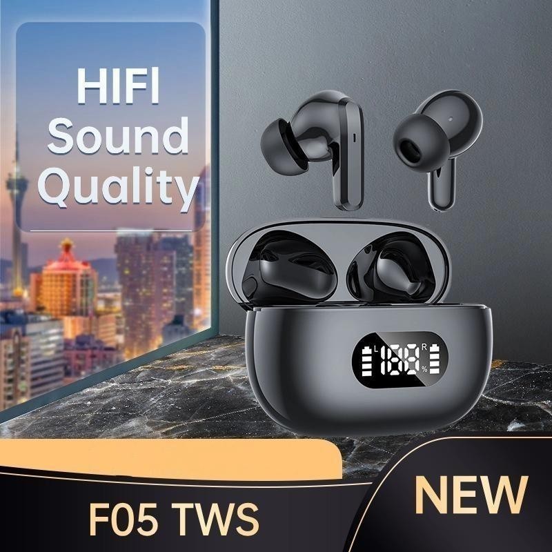 F05 TWS Tai nghe nhị phân nhỏ ở tai Bass STEREO BASS Earbuds Earbuds Thể thao mới nhất cho điện thoạ