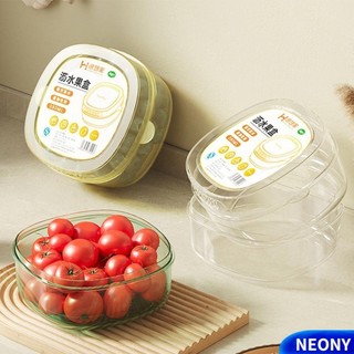 Hộp Trái Cây NEONY, Có Lỗ Thoát Đĩa Trái Cây Nhựa, Hộp Bảo Quản Thực Phẩm Hai Lớp Di Động Giỏ Rau Củ