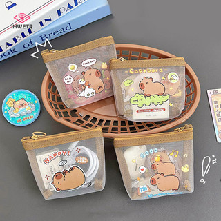 Hwetr Dễ Thương Capybara Đồng Xu Túi Bảo Quản Lưới Trong Suốt Ví Đựng Tiền Xu Hoạt Hình Đáng Yêu Ví Di Động Chống Thấm Nước Trong Suốt Dây Kéo Túi Quà Tặng Mới