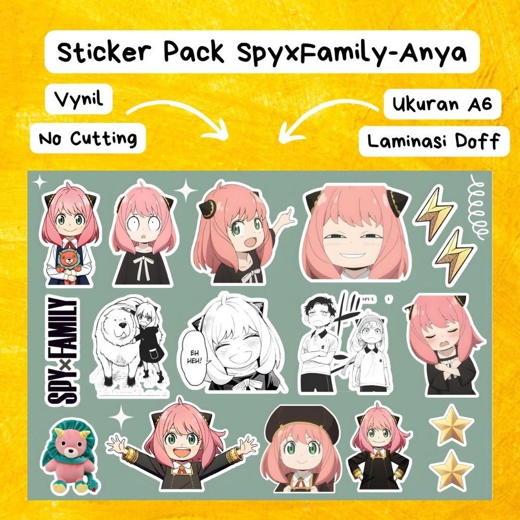 STICKER ⭐️ Sticker Pack Spy x Family Anya Forger - Cắt Sẵn - Màng Cán Chống Nước - Keo Dán Sẵn