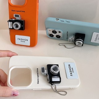 Stereo camera suitable for iPhone 15 ProMAX phone case creative 12 leather pattern 13 14 Pro MAX soft 13Pro protective case