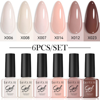 Lilycute gel sơn móng tay 6 màu bộ sơn móng tay màu nâu sơn móng tay nghệ thuật làm móng tay ngâm tắt led uv gel sơn móng tay 7ml