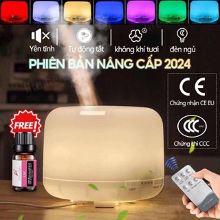BH 7 tháng✅ Máy phun sương tạo ẩm, khuếch tán tinh dầu Trụ Trong, dung tích 550ML, đèn led 7 màu, có điều khiển