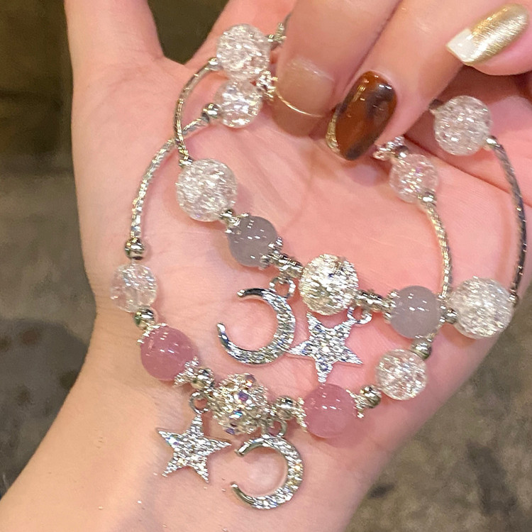 Bling Star Moon Dangle Hạt Vòng Tay Vòng Tay Lắc Tay Làm Quà Tặng Cho Bé Gái Ngọt Ngào