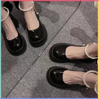 Giày cao gót Chunky Giày cao gót thời trang sinh viên nơ thông thường