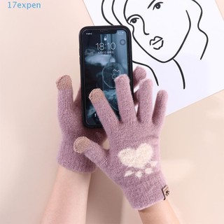 Đôi găng tay bằng len dệt kim dày mềm mại giữ ấm chạm được màn hình cảm ứng cho nam và nữ