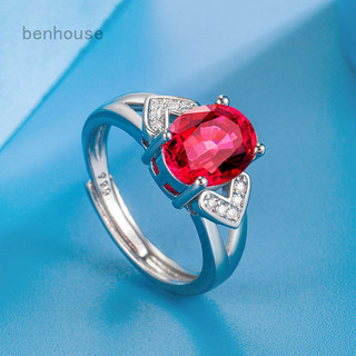 Bh Nữ Ruby Đá Quý Thanh Lịch Cô Dâu Đính Hôn Mở Điều Chỉnh Nhẫn