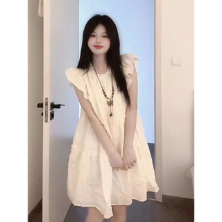 Váy Liền Khí Chất Ống Tay Bèo Phong Cách Dịu Dàng Ngọt Ngào Mẫu Mới Mùa Hè Váy Chữ A Che Da Thịt Rộng Rãi Cho Nữ Sinh