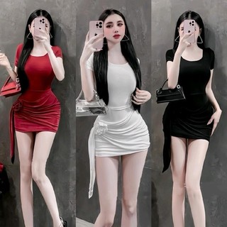 Đầm Ladong Cổ U Đính Hoa Vạt Eo Sang Trọng Đi Tiệc Đi chơi