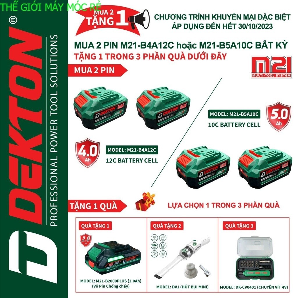 Pin dekton chính hãng dekton 4a và 5a tặng 1 trong 3 món QUÀ Thế giới máy móc rẻ