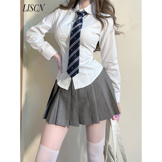 LISCN áo sơ mi nữ áo kiểu hàn quốc trendy nhí nhảnh chic Phong cách WCS2480378 32Z240807