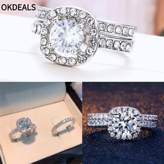 Bộ Nhẫn Đính Đá Sapphire Trắng Thời Trang Làm Quà Tặng Valentine/Valentine|(MớI) Vòng Cổ ĐíNh Đá Sang TrọNg
