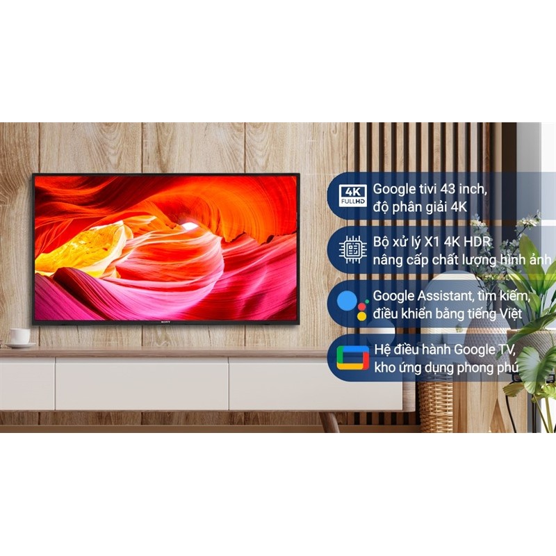 Google Tivi Sony 4K 43 inch KD-43X75K 2022 - Sản xuất tại Việt Nam