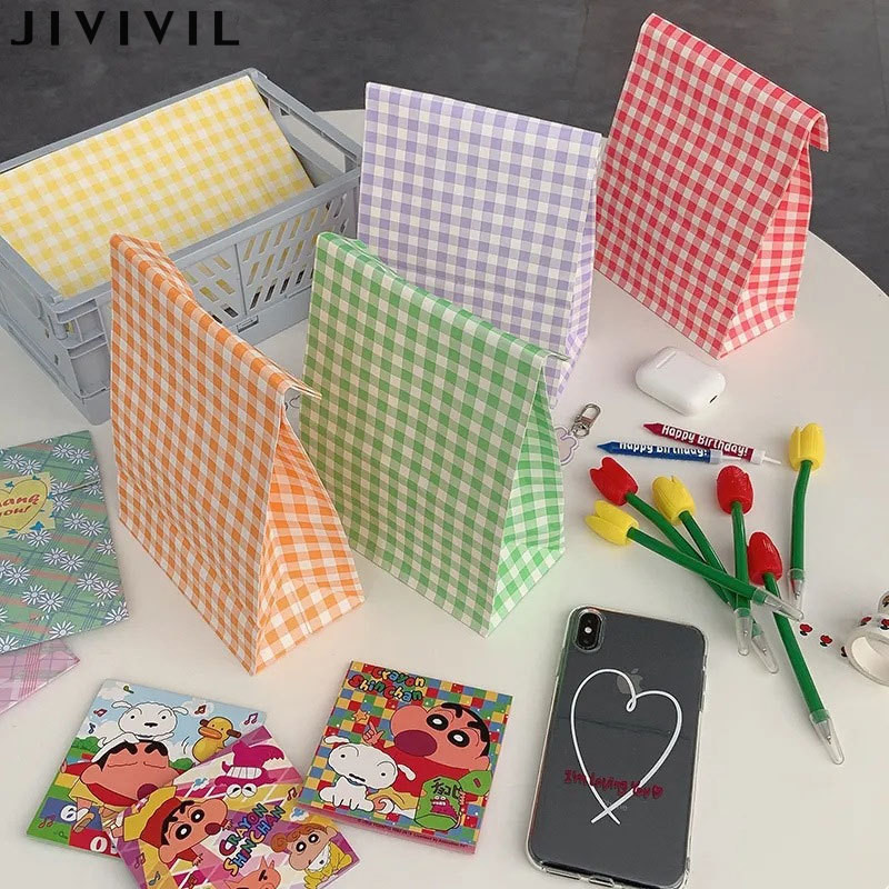 Jivil INS Màu Kẻ Sọc Giấy Kraft Để Bàn Quà Tặng Cuộc Sống Túi Bảo Quản