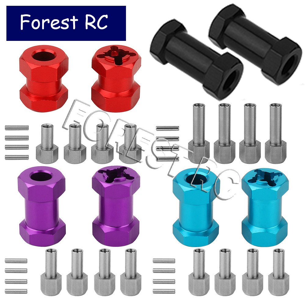 4x 1 / 10 Nhôm 12mm Bánh Xe Lục Giác Hub 15 / 20 / 25mm Nối Dài Khớp Nối Adapter Cho RC Xe Bánh Xích