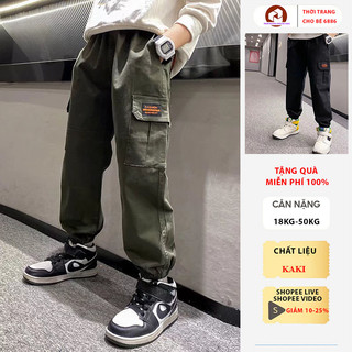  Quần bé trai quần vải kaki túi hộp thời trang cho bé trai size nhỡ đại 18-52kg quần dài kaki đi học trẻ em nam mẫu FS 