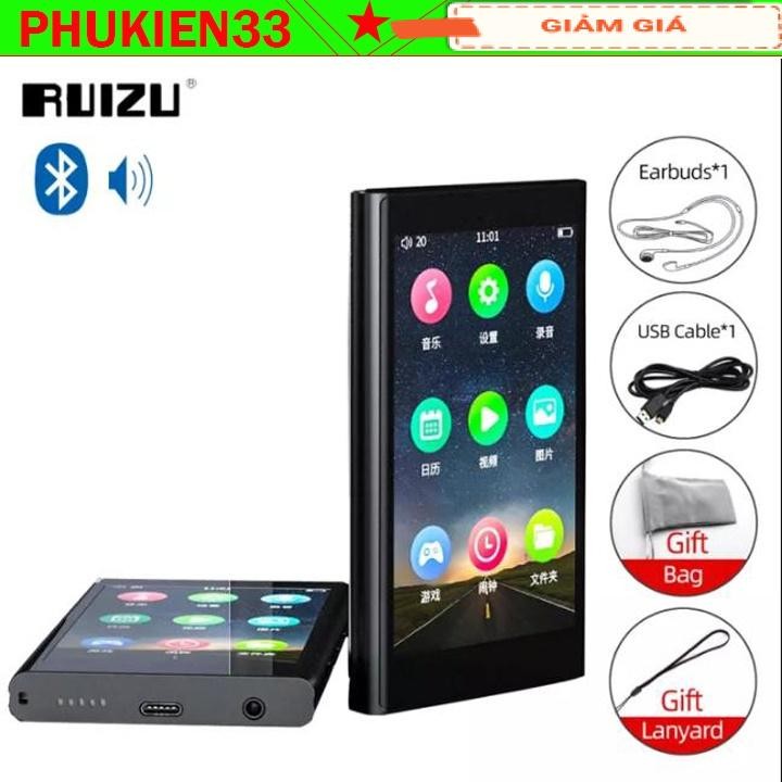Ruizu H10 - Máy Nghe Nhạc Buetooth 5.0 Hai Chiều, Màn Hình Cảm Ứng, Xem Phim Full HD, Có Loa Ngoài (