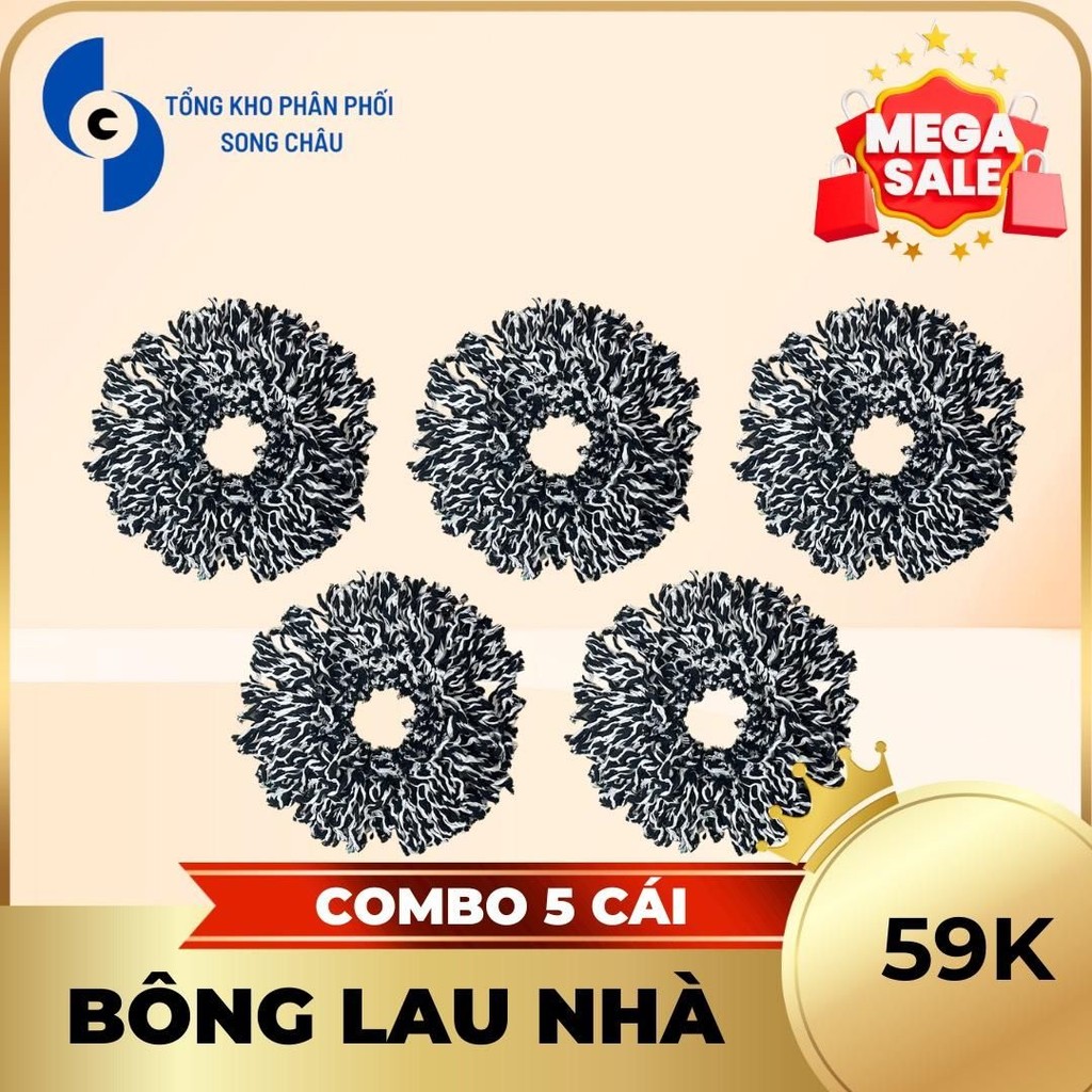 Combo 5 Bông Lau Nhà Vải Siêu Thấm Hút, Lau Sạch Sàn Nhà Đầy Bụi Bẩn