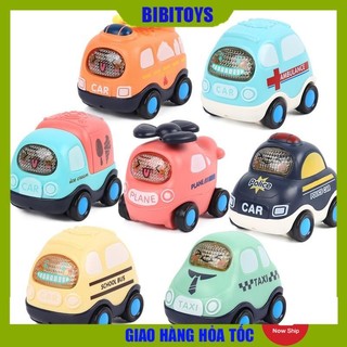 Bộ ô tô đồ chơi quán tính có nhạc, có đèn mô tả xe cứu hỏa, cứu thương, cảnh sát, taxi hấp dẫn cho bé, nhựa ABS an toàn