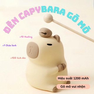Đèn ngủ Capybara cảm ứng tích điện, đèn led decor phòng ngủ cute silicon mềm kiểu dáng dễ thương trang trí bàn học