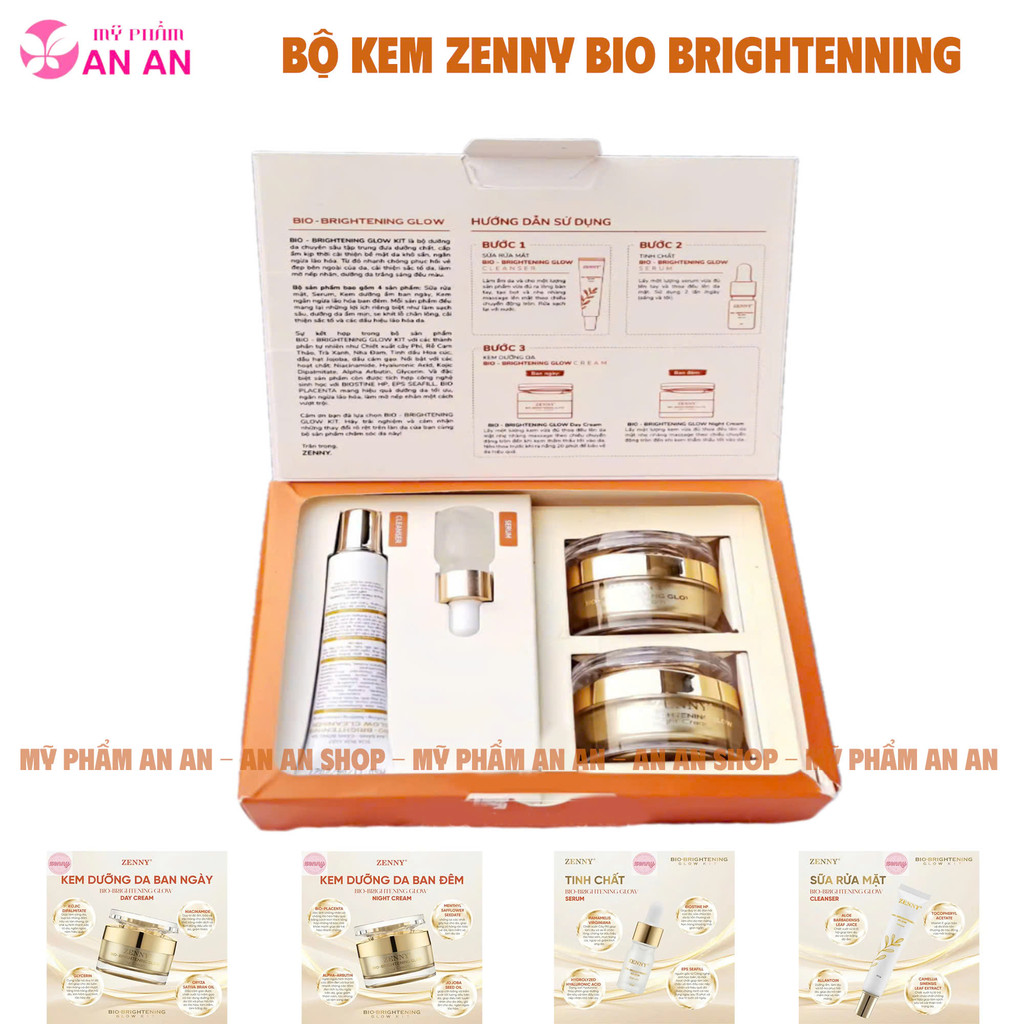 Bộ Kem Zenny Chính Hãng Ngày Và Đêm Bio Brightenning Glow Kit - Bộ kem dưỡng chăm sóc da mờ thâm nám