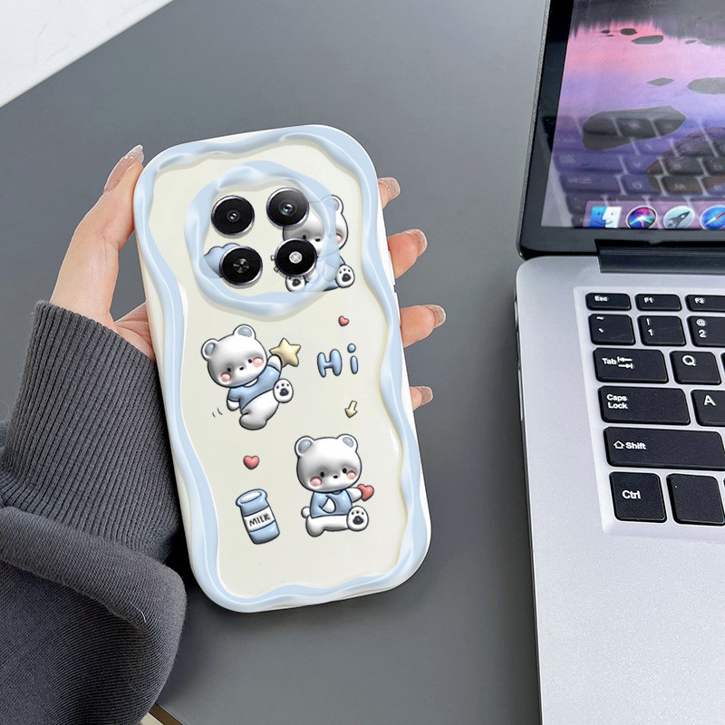 Ốp Điện Thoại Sóng Dễ Thương YBD Cho Redmi 14C A3 Pro Xiaomi POCO C75 4G Xiaomi 14T Pro Hoa Tươi Nhỏ Và Họa Tiết Chó Nhỏ Dễ Thương Chất Liệu Silicon Vỏ Mềm