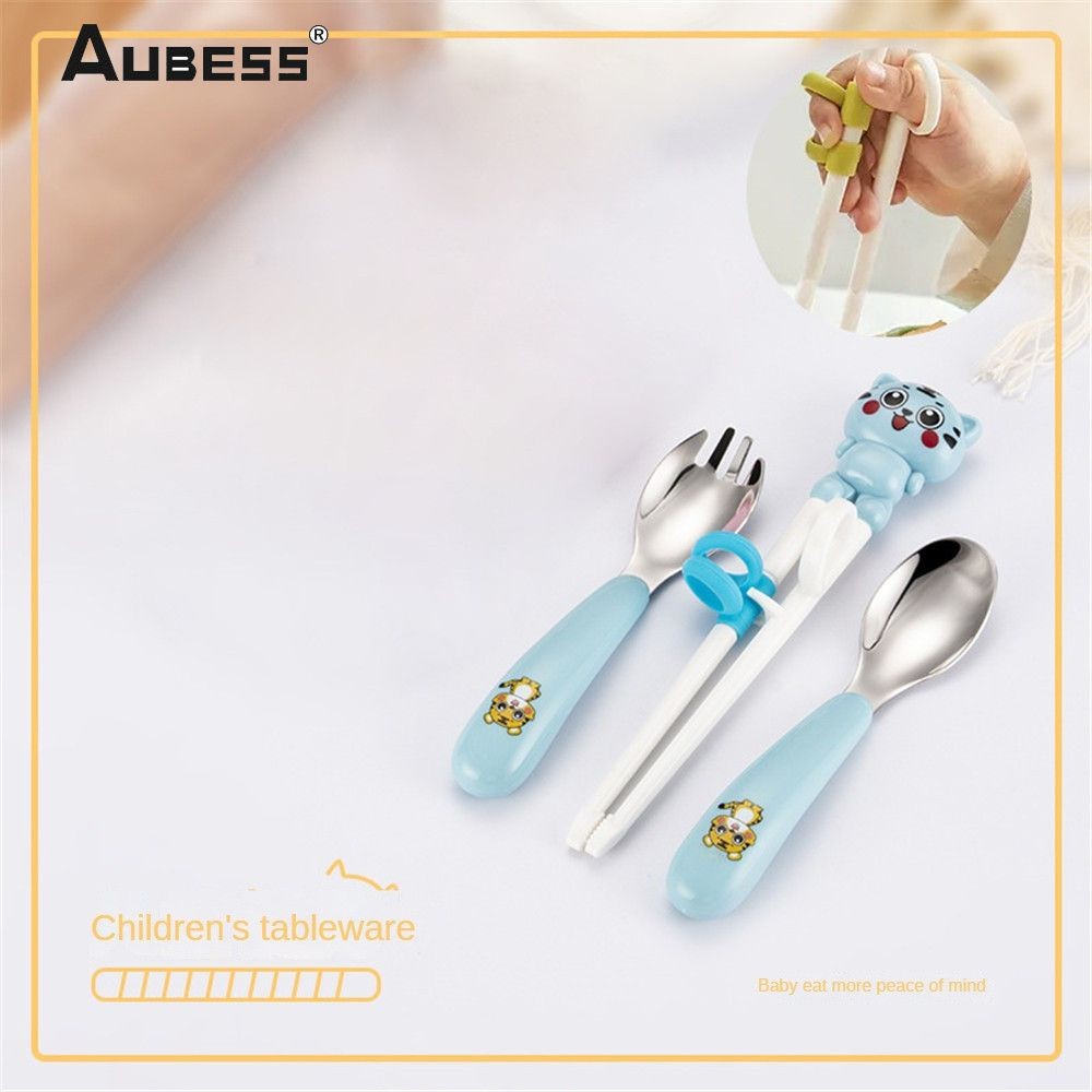 Bộ đồ ăn hoạt hình cho trẻ em Bộ nĩa bằng thép không gỉ 304 Thìa ăn dặm bổ sung thực phẩm cho trẻ sơ