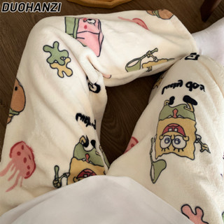 Quần nữ phong cách Hàn Quốc cộng với đồ ngủ nhung áo khoác ngoài hoạt hình quần nhà mùa thu đông