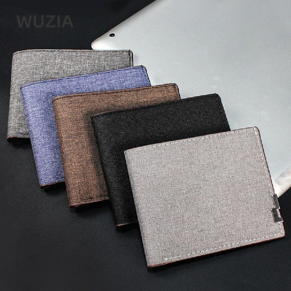WUZIA Ví nam , Ví đựng tiền xu ngắn nhiều vị trí thẻ, Ví mỏng nam vải Ví đựng tiền nam trẻ trung