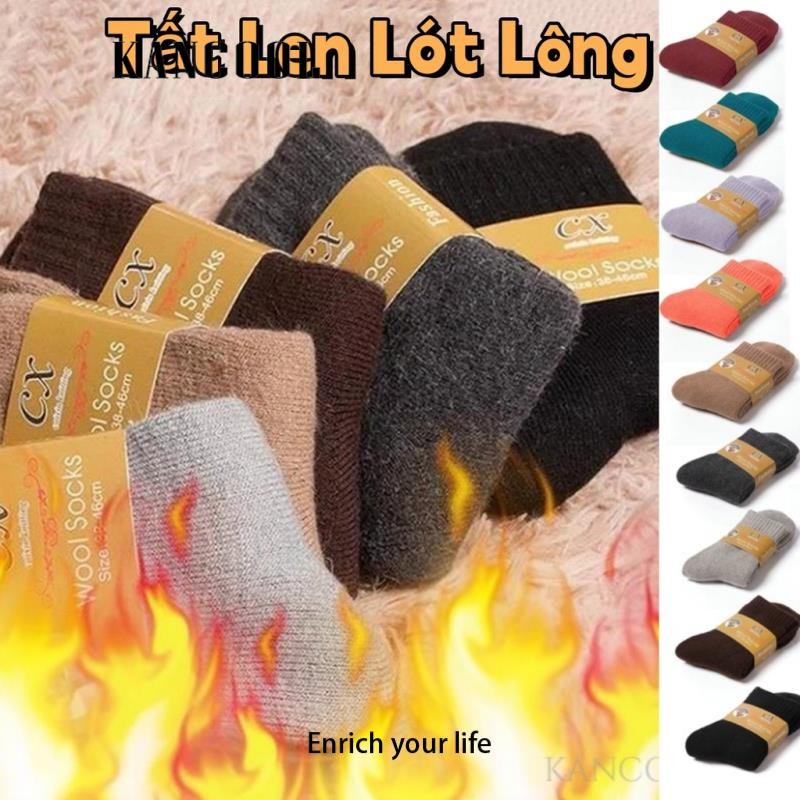 Tất Len Lót Lông Nỉ Mùa Đông Đại Hàn Ấm Áp Dành Cho Nam và Nữ