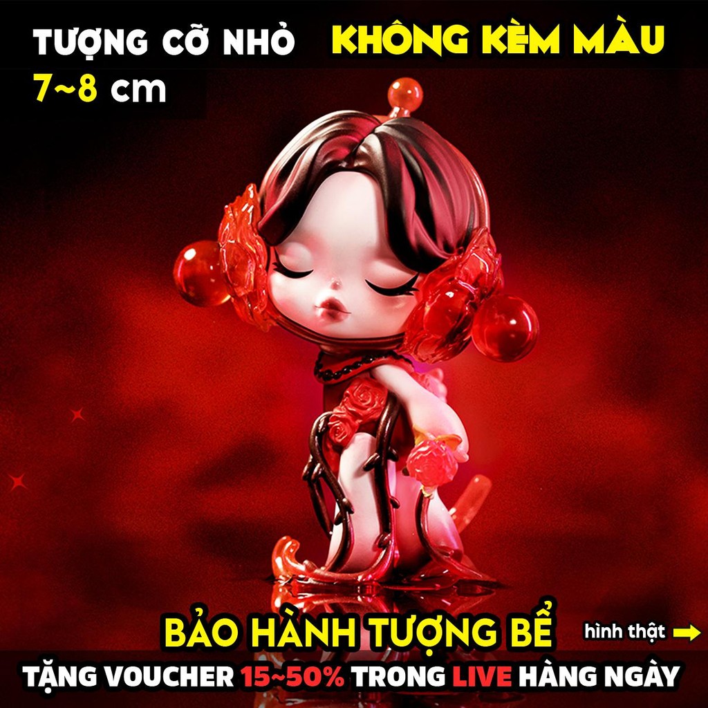 Tượng tô màu, SKULLPANDA 3D VALENTINE, size S, tô tượng thạch cao (Không kèm màu)