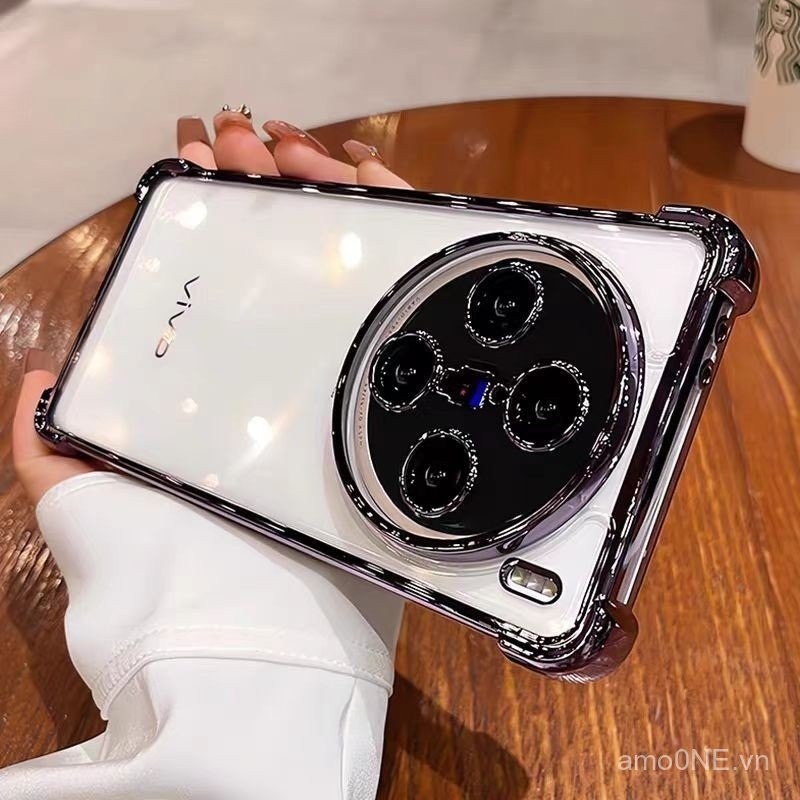 Ốp điện thoại trong suốt độ phân giải cao Acrylic cho Vivo x100 X100S x100 Pro X100S Pro Ốp điện thoại bảo vệ chống rơi bốn góc kèm màng Ống kính tích hợp uheg