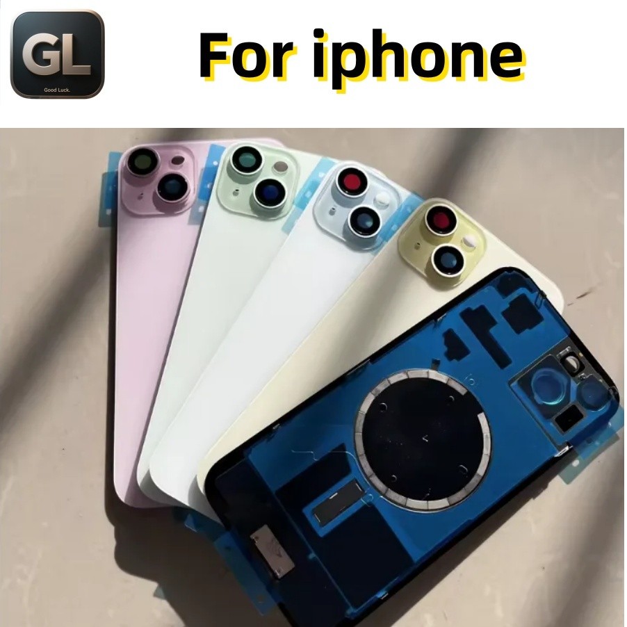 Vỏ pin kính sau GL có khung & nam châm cho iPhone 15 15plus 15pro 16 Pro Max / Pro / Plus