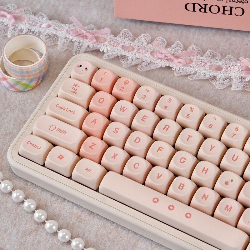 Màu Hồng Sakura Keycap MOA Chiều Cao PBT Chất Liệu Thích Hợp MX Switch Bàn Phím Cơ Hình Trái Tim Cô 