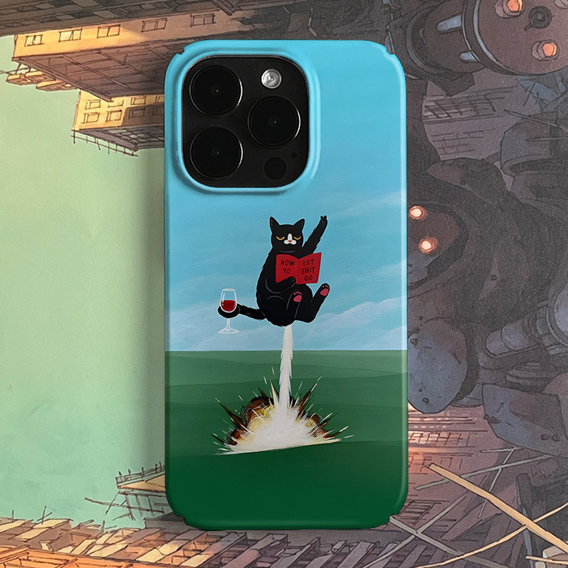 Ốp điện thoại cứng bằng nhựa Red Wine Jet Cat Tương thích iPhone 16 15 14 13 12 11 PRO MAX 16PLUS Bả
