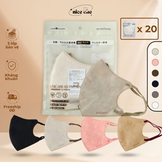 [Sỉ thùng 200 Cái - Tặng 20 Cái] Khẩu trang UNICARE 6D Pro Mask, quai chun mềm mại 3 kháng khuẩn