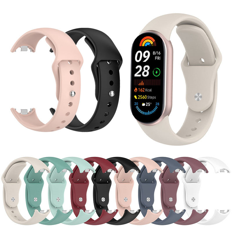 Dây đeo silicon thể thao cho Xiaomi MIband 10 9 8 Mềm thay thế dây đeo cổ tay