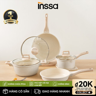  Inssa Bộ Nồi Chảo Chống Dính 4 Món Dòng Vanilla Ice Cream Kích Thước Size 18-24-28cm GUOJ030 