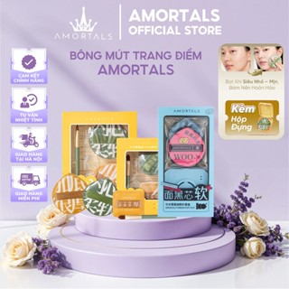 Bông Mút Trang Điểm AMORTALS Chính Hãng Siêu Mềm Dễ Tán Kem Nền Kèm Hộp Đựng Mút Phấn