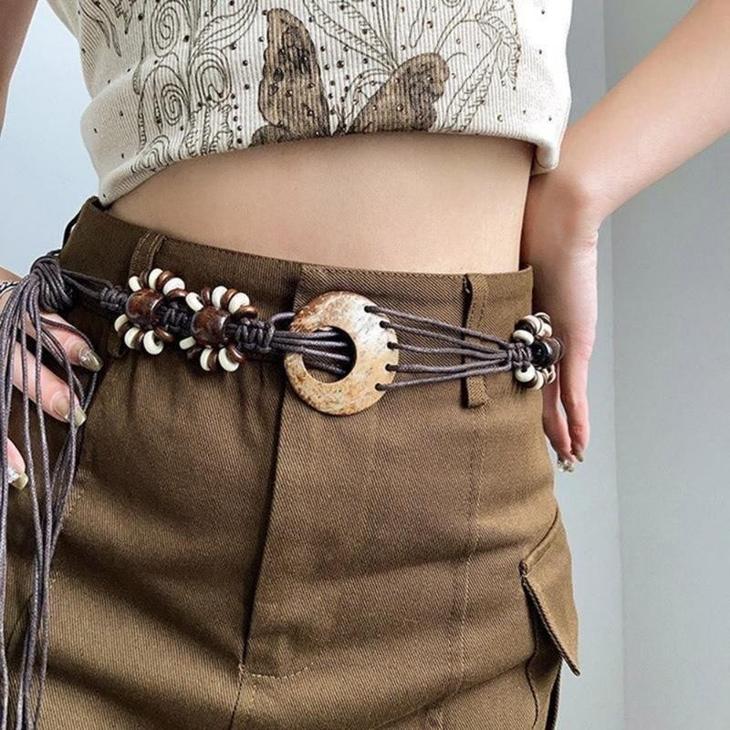 Chinese style woman fashion retro Bohemian Braided Belt  Leather Rope Small Belt Dress