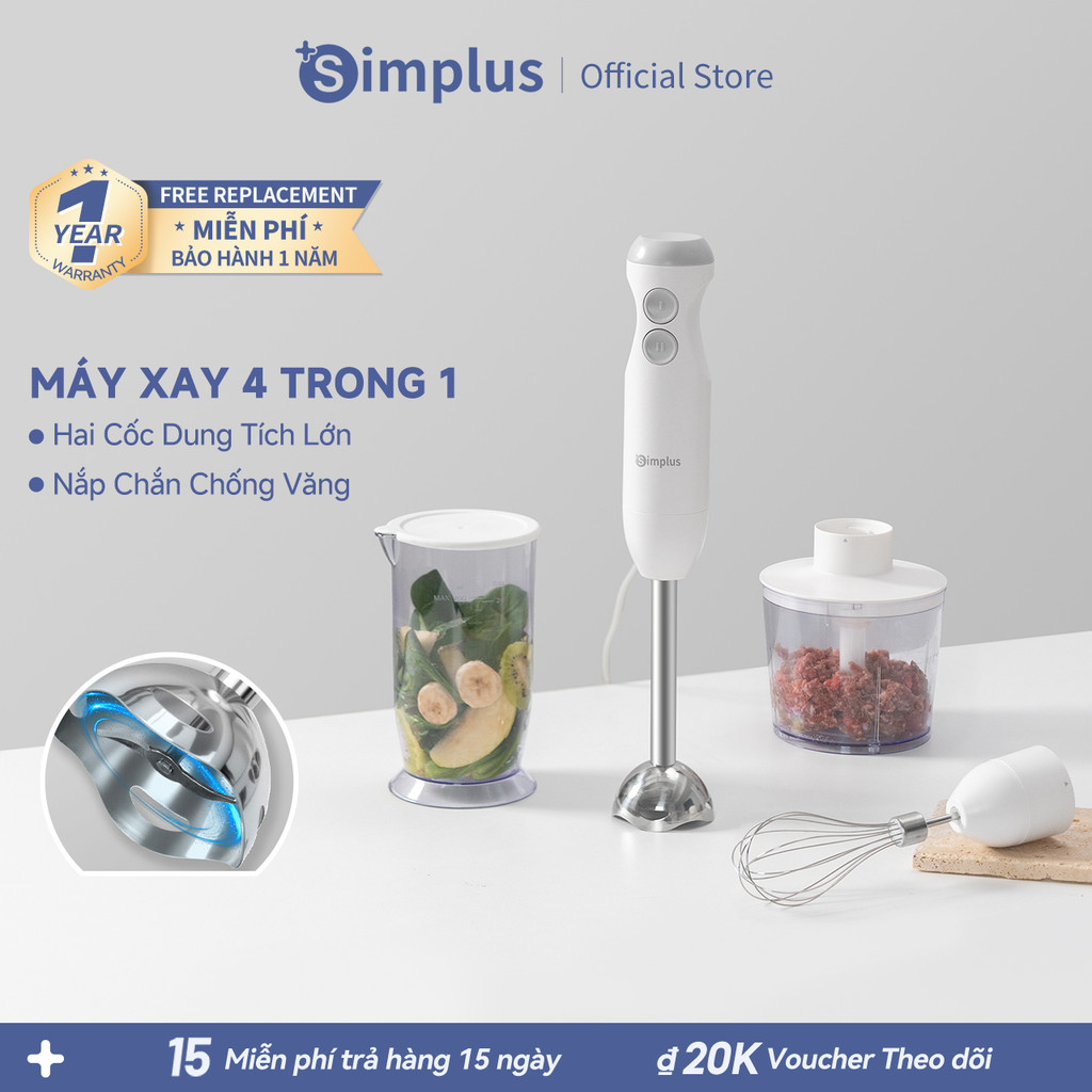 Simplus Máy Xay Cầm Tay Xay Thịt Đánh Trứng Xay Thực Phẩm Cho Bé Ép Trái Cây Làm Sốt Làm Bánh Xay Hạt JBBA003
