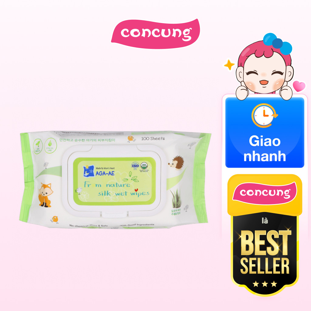 Khăn ướt chiết xuất tự nhiên Aga-ae (100 tờ)