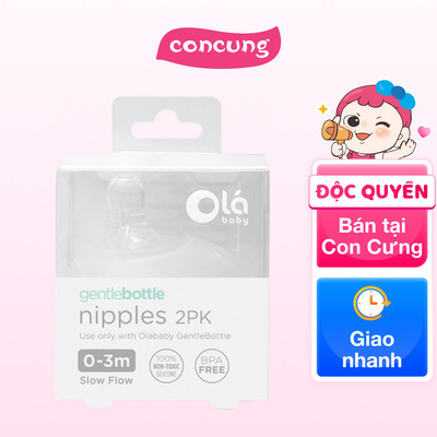 Vỉ 2 núm ty Olababy lỗ tròn 0-3M