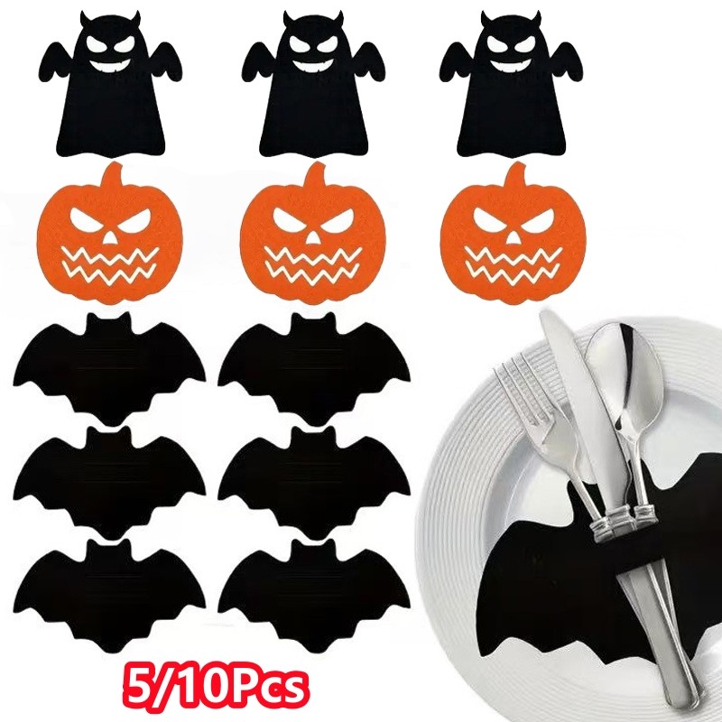 Bộ dao và nĩa nỉ Halloween 5 / 10 Tấm lót dơi đen Halloween cho các dịp khác nhau