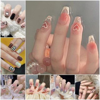 Móng tay giả 24 nailbox iLita bộ nail box ngắn trơn xinh xắn cute dễ thương tặng kèm keo dán phụ kiện làm nail cho nữ