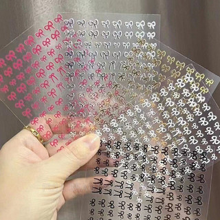 Sticker miếng dán móng hình nơ màu trắng, đen, vàng, bạc xinh xắn