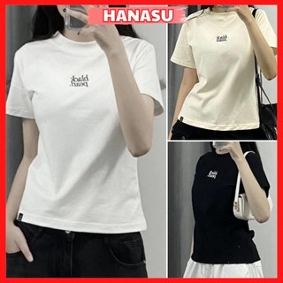  Áo baby tee nữ cổ tròn cộc tay form vừa chất cotton khô áo baby tee dáng vừa thêu hình black fearl A142 HANASU 