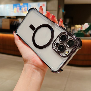 Ốp từ tính chống sốc trong suốt mạ điện sang trọng cho IPhone 15 14 13 12 11 Pro Max