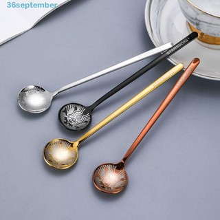 Muỗng cà phê họa tiết starbucks bằng thép không gỉ nhiều màu sắc tiện dụng